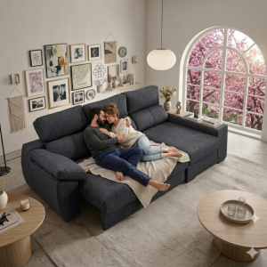 SOFÁ CHAISELONGUE CON ASIENTOS DESLIZANTES SUELO