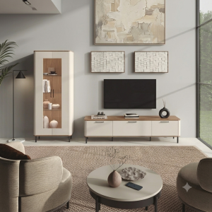 Conjunto Salón Moderno: Mueble TV y Vitrina | Estilo Nórdico