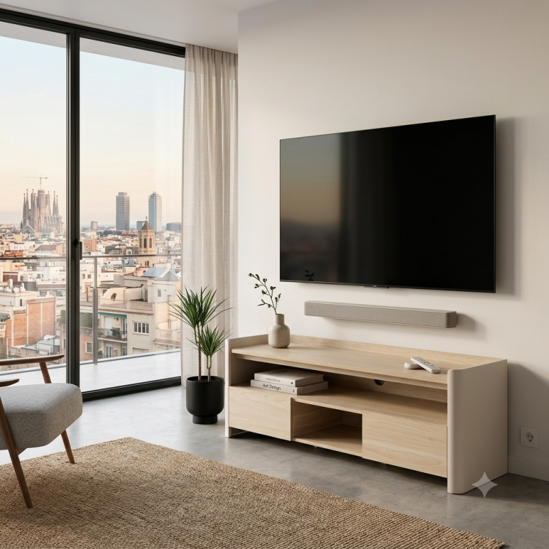 Mueble TV Marfil: Diseño Moderno y Funcional en Color Madera | Muebles Sari