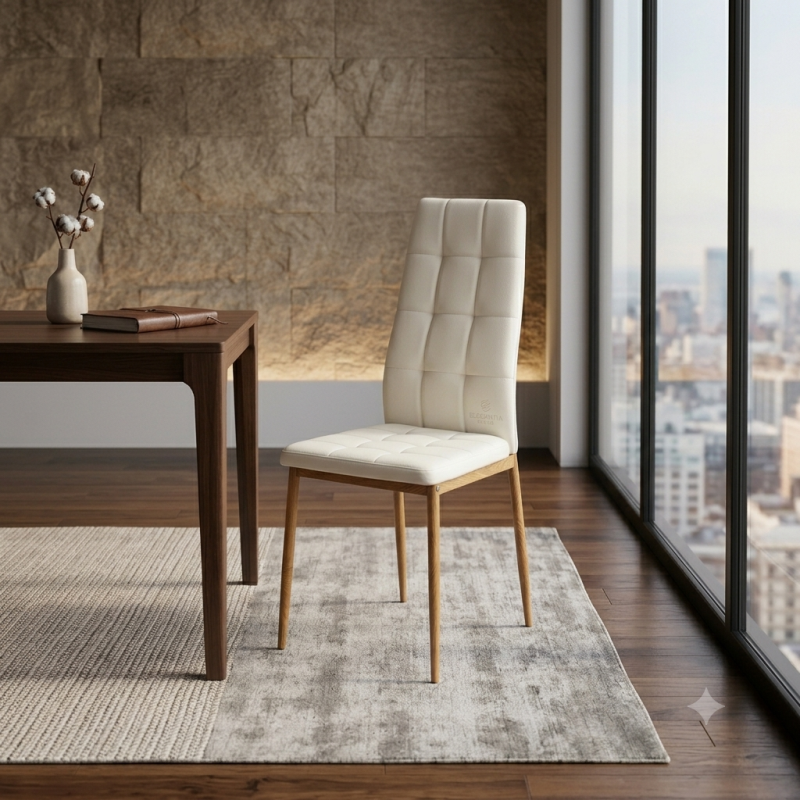 Silla Comedor Capitoné con Patas Madera | Diseño Elegante