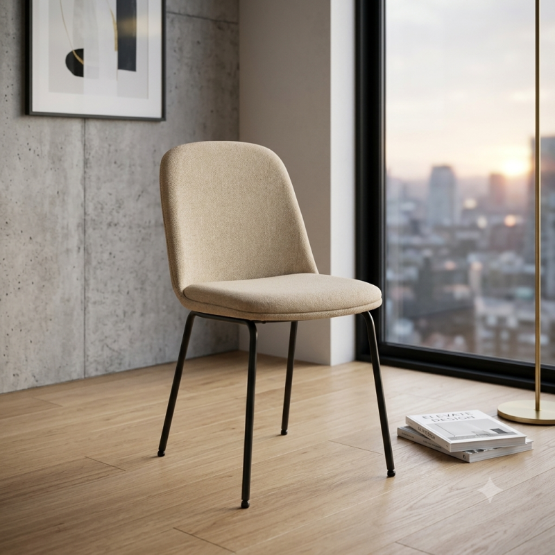 Silla de Comedor Nórdica Minimalista | Diseño en Tela Arena