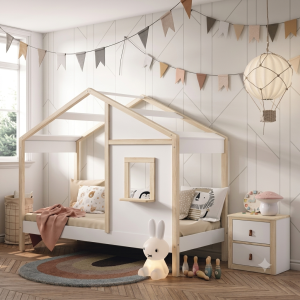 Cama Infantil Casita de Madera de Pino | Diseño Montessori | Muebles Sari
