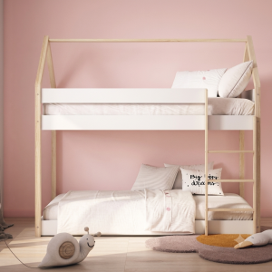 Litera Infantil Cabaña Montessori | Madera y Blanco | Muebles Sari