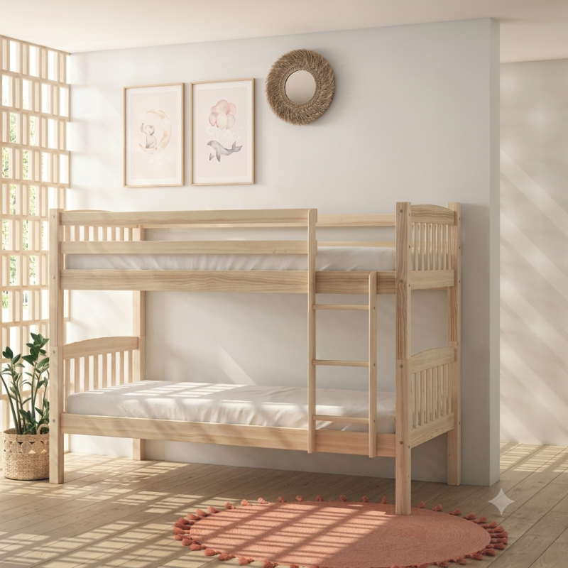 Litera Infantil de Madera Natural | Diseño Escandinavo | Muebles Sari