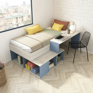 Cama con Escritorio y Almacenaje Moderno | Muebles Sari