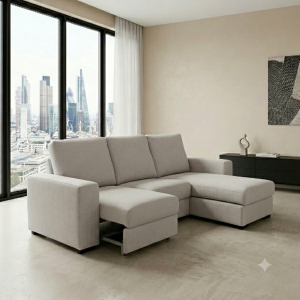 Sofá Chaiselongue 240 cm con Canapé Abatible - Gris Claro