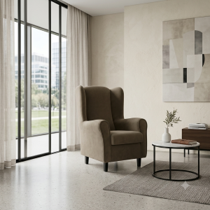 Butaca Orejera Color Taupe | Diseño Elegante y Confort
