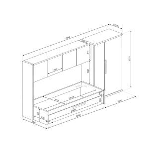 Dormitorio Compacto con Cama y Armario Integrado | Diseño Moderno