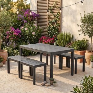 Conjunto de Mesa y Banquetas de Exterior | Diseño Minimalista
