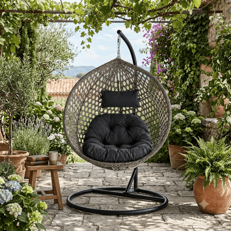 Silla Colgante Nido con Cojín - Estilo y Confort | Muebles Sari