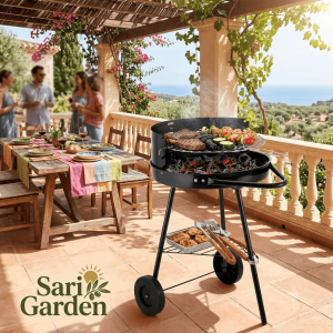 Barbacoa de Carbón Sari Garden con Ventana Frontal y Ruedas
