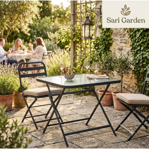 Mesa de Jardín Plegable Sari Garden: Vidrio Templado y Diseño