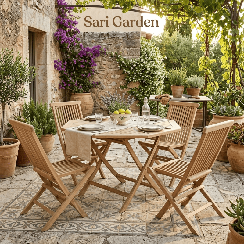 Conjunto de Jardín Plegable Sari Garden: Madera Natural
