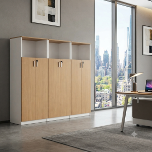 Armario Oficina Blanco y Roble con Llave | Muebles Sari