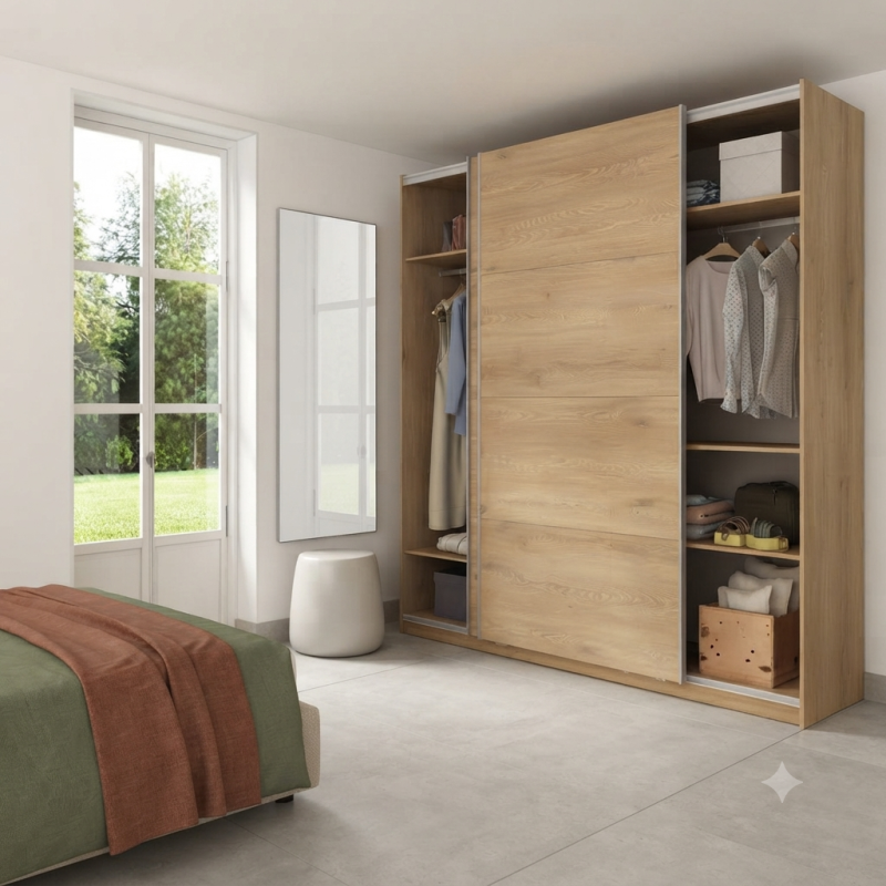 Armario de Puertas Correderas | Gran Capacidad | Medidas 180-220cm