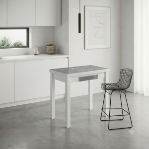 Mesa de Cocina Extensible con Cajón Mármol | Muebles Sari