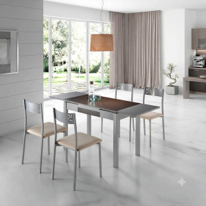 Mesa Cocina Extensible con Cajón Óxido y Gris | Muebles Sari