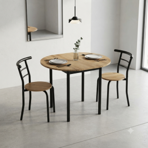 Conjunto Mesa Abatible y 2 Sillas Roble Negro | Muebles Sari