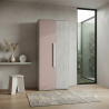 Armario 2 Puertas Combinado Rosa y Cemento con Tirador Vertical