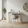 Mesa de Estudio Bicolor Blanco/Pino con Cajón y Compartimentos