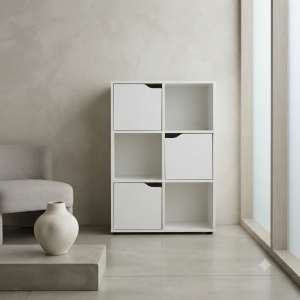 Estantería Cubo 6 Compartimentos con Puertas Blanca | Muebles Sari