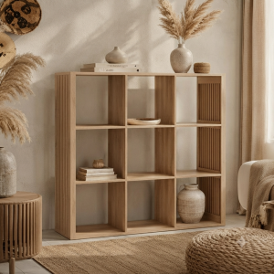 Estantería Librería Roble Natural 9 Huecos | Muebles Sari