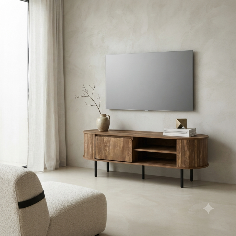 Mueble TV Diseño Orgánico Madera Natural | Muebles Sari