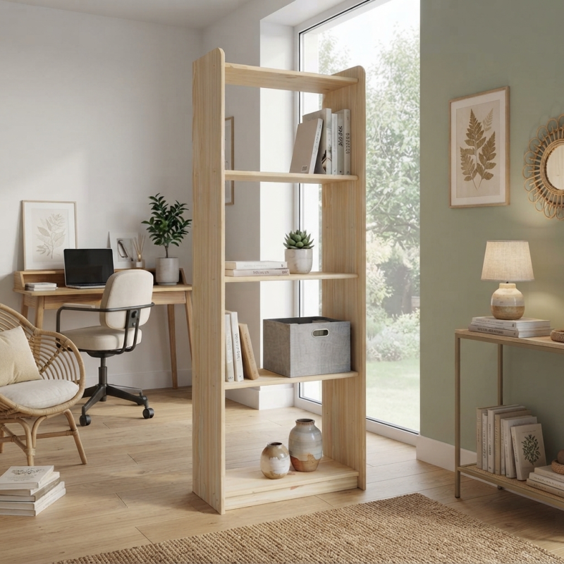Estantería de Madera de Pino Natural 170 cm | Muebles Sari
