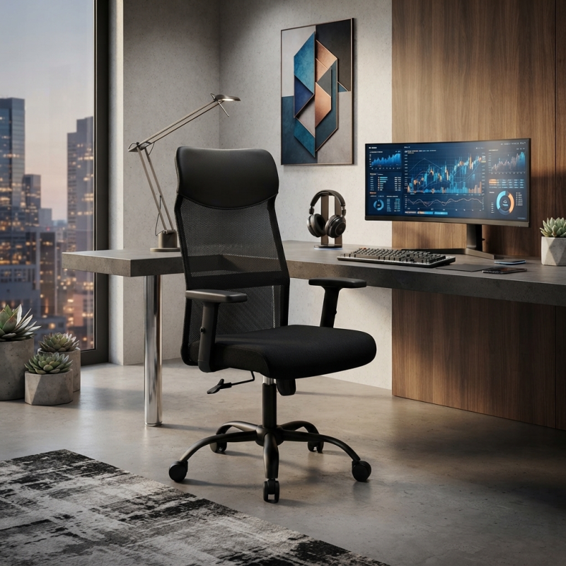 Silla Oficina Ejecutiva Negra Reposacabezas | Muebles Sari