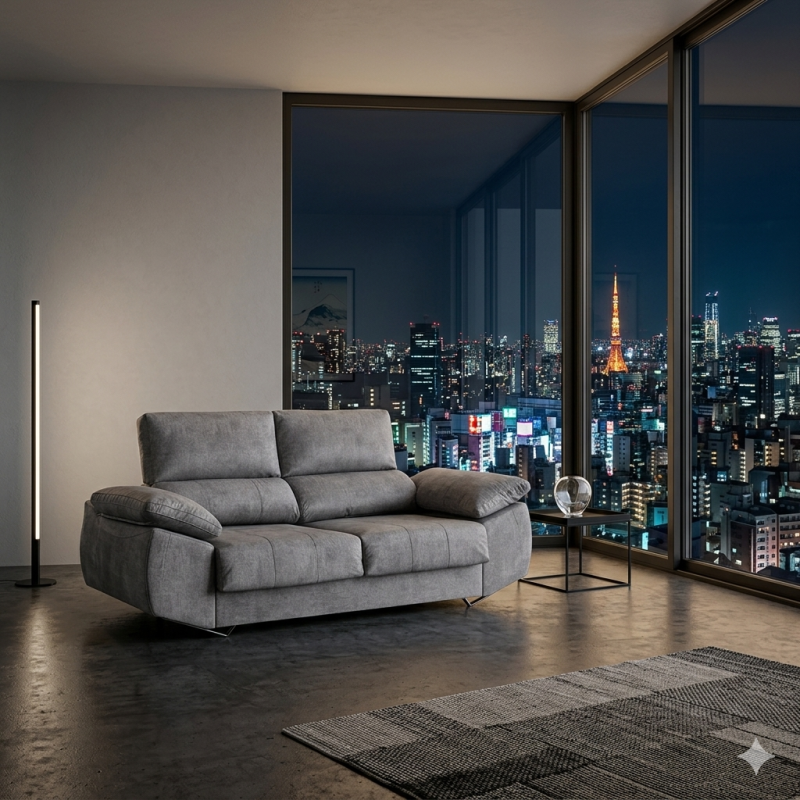 Sofá 2 Plazas Moderno Gris Antracita |Muebles Sari