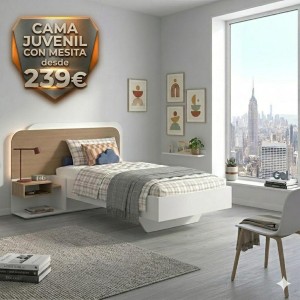 Cama Juvenil con Cabecero LED y Mesita | Muebles Sari