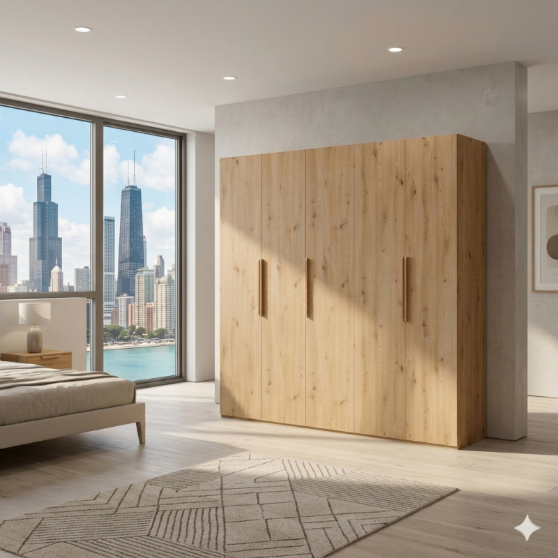 Armario 5 puertas abatibles acabado roble artisan