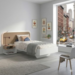 Cama Juvenil con Cabecero LED y Mesita | Muebles Sari